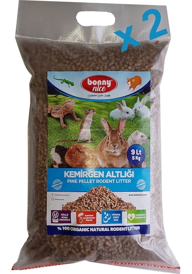 Bonny Nice Organik Çam Pelet Tavşan Altlığı 5 Kg 9 L x 2Paket