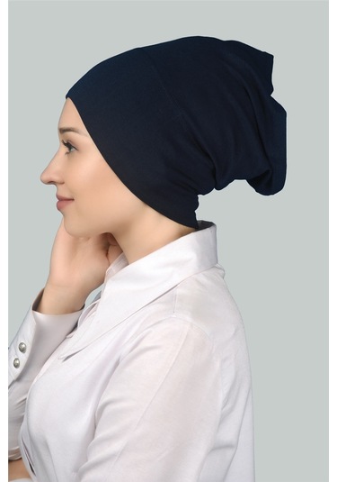 Altobeh Hazır Pratik Geçmeli Uzun Boru Tesettür Bonesi - Lacivert