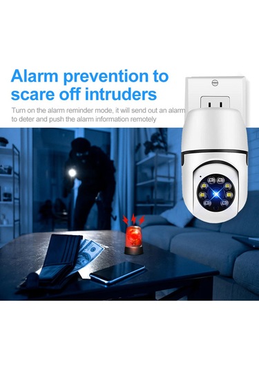 Lemestar Beyaz Kablosuz 1080p Hd Güvenlik Kamerası - İki Yönlü Ses, İnfrakırmızı Gece Görüşü, Hareket Algılama Ve Alarm Özellikli Eu Standartı, 110v-240v Beyaz