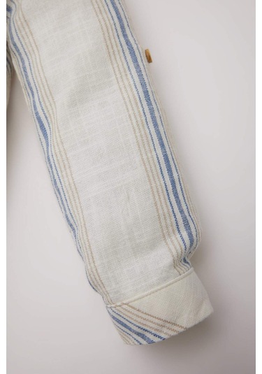 DeFacto Erkek Bebek Çizgili Uzun Kollu Gömlek E2016A525SPER98 Ekru