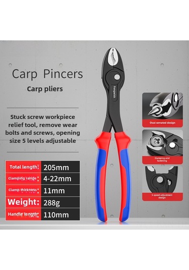 Kosona 8 İnç Çok Amaçlı Çelik Somun Çıkarıcı, Açılımı Ayarlanabilir, Paslı Somunlar İçin Uygun, Kauçuk Saplı Balık Pense