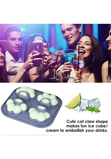 Kosona Kedi Pençe Şekilli Silikon Molde - Kapaklı Buzluk, Çikolata, Jelatin, Şekerleme Yapım Kalıbı Mavi Çok Renkli