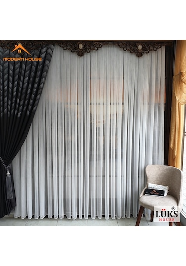 Lüks Zincir Çizgili Kurşunlu Tül Perde - Modern House