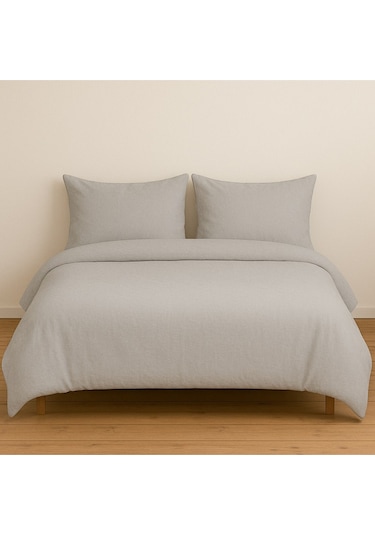 Çift Kişilik Düz Renk Gri Nevresim + 2 Adet Yastık Kılıfı Gri