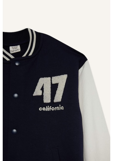 Defacto Erkek Çocuk Baskılı Kolej Yaka Bomber Ceket F4550a825aunv146 Lacivert