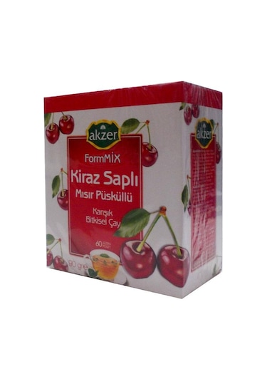 Akzer Formmix Kiraz Saplı Mısır Püsküllü Karışık Bitkisel Süzen Poşet Çay 60 x 1.5 G
