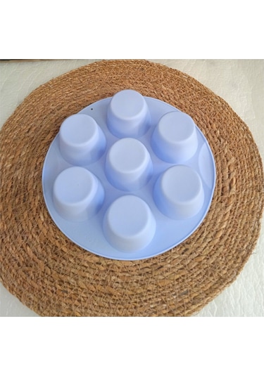 Silikon Yuvarlak Muffin 7 Li Kek Kalıbı Tartolet Kalıbı Mavi