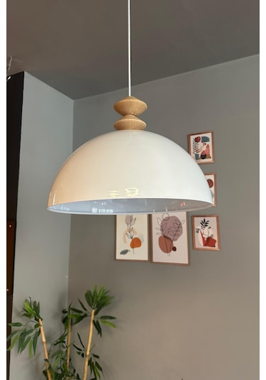 Linate Beyaz Q Kafa Başlık Avize Tekli Sarkıt Salon Kuaför Dekoratif Aydınlatma Beyaz