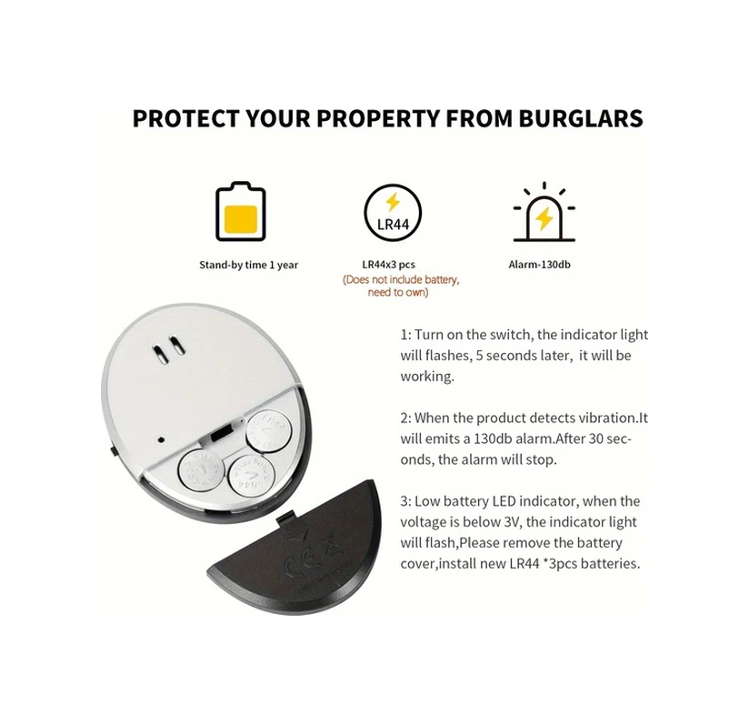 Willowhaven 2 Adet Kompakt Taşınabilir 130db Kapı Pencere Titreşim Alarmı: Kolay Kurulum