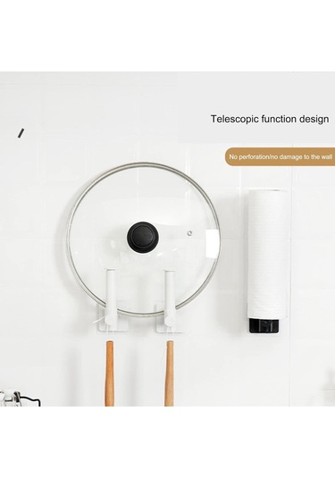 Xiyyadms Mutfak Çeşitli Gereçleri Saklamak İçin Uçsuz Uzaklığa Genişletilebilir, Delme Yok, Su Geçirmez, Sağlam Abs Malzemeli Duvar Takımı 4 Adet Kanca Siyah