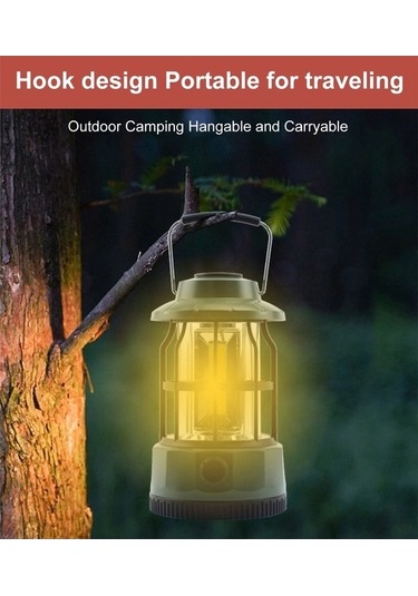 Ulzyvf Yürüyüş Suya Retro Led Kulp Kırmızı, Dayanıklı Cob Çadır Işığı, Acil Vk Fener Kırmızı