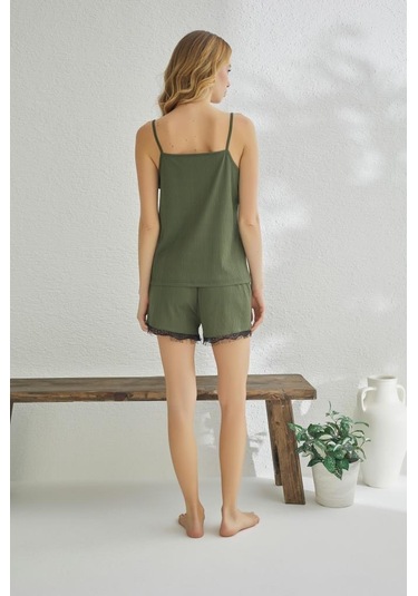 Estiva Kadın Ip Askılı Şortlu Likra Viskon Yazlık Pijama Takımı 001