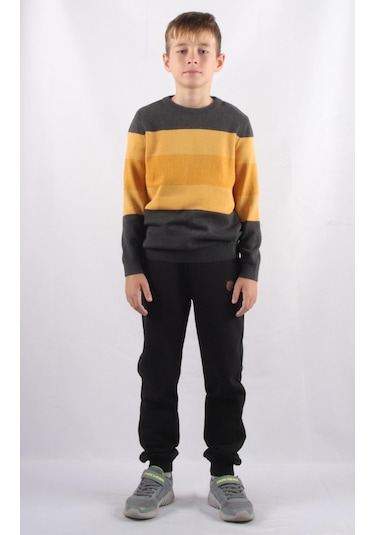Özel Koleksiyon Renk Bloklu Çocuk Triko Kazak C21-5192 001