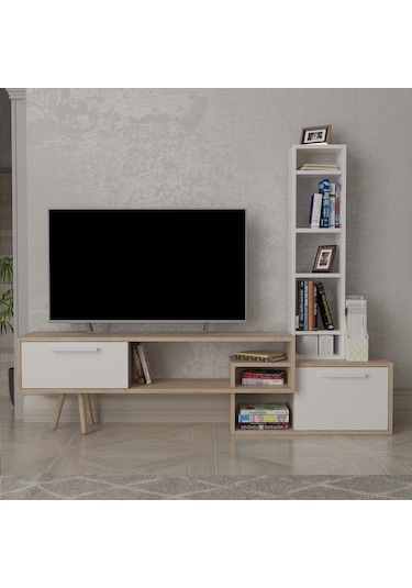 Lagomood Manzara TV Ünitesi TV Sehpası Meşe-Beyaz