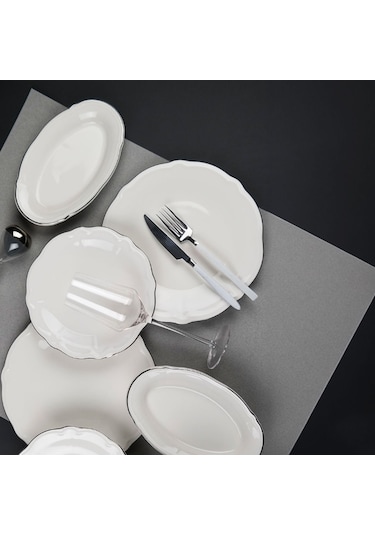 Porser Fulya 18 Parça Yemek Takımı Platin Fileli