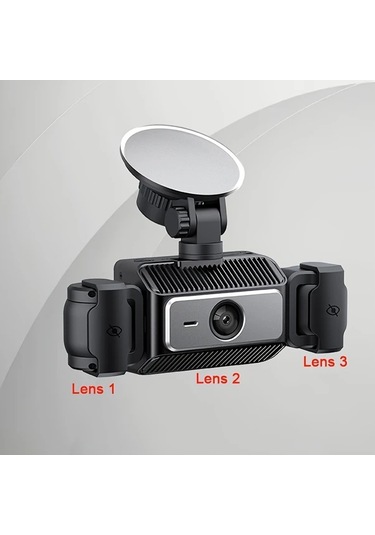 Xuweiwei Gyıoeupt 3 Kanallı Tachograph Black 3 Camera No Card Ön Lens 1080p Sol Sağ Lens 480p Gece Görüş Hdr G Sensor Geniş Açı Araç Kamerası
