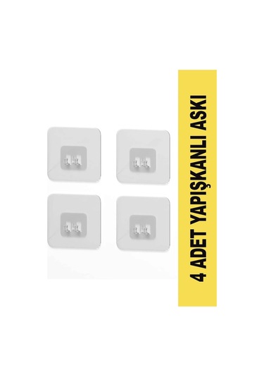 Mobgift Mobgift Süper Güçlü Yapışkanlı Mutfak Ve Banyo Suya Dayanıklı 4 Adet Sticker Raf Tutucu Askı