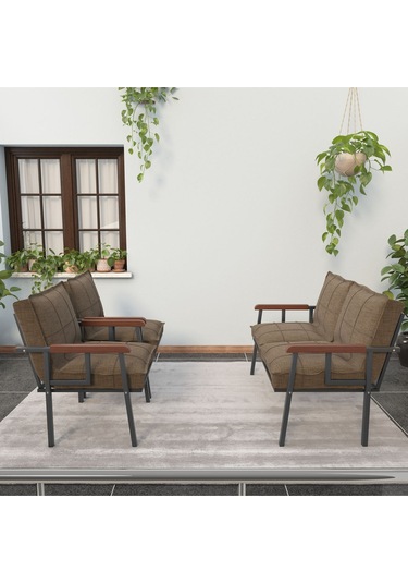 Mygusi Modern'' Metal Kanepe Koltuk Takımı - 2 1 1 Kahve