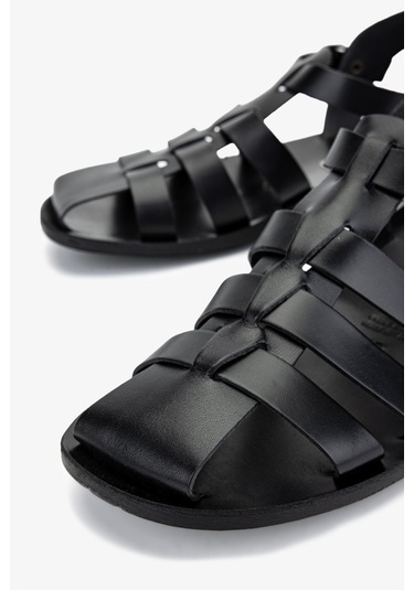 Valmenti Erkek Hakiki Deri Siyah Düz Sandalet 1152 019 Erk Sndlt Y25 Nero Siyah