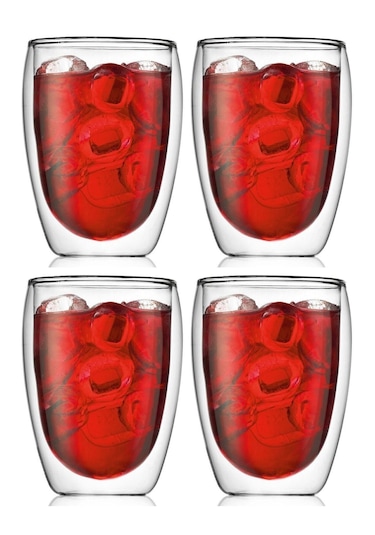 4 Adet 300 Ml Yeni Çift Cidarlı Çay Ve Kahve Bardağı