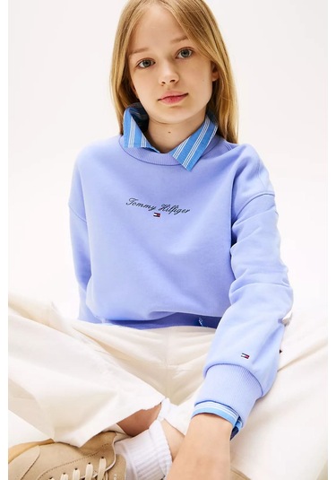 Kız Çocuk Regular Kalıp Nakış Logolu Sweatshirt - Lila Vintage Iris