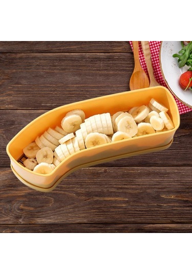 Homyl Muz Dilimleyici Salatalık Meyve Kesici Çok İşlevli Sarı