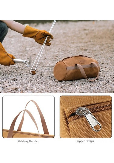 Pazly Kamp Çadırı Çivisi Ve Çekiç Saklama Çantası - Portatif Haki Kumaş Organizatör Haki