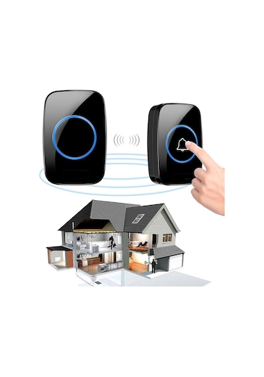 Triline Ledli Modern Kablosuz Kapı Zili 300metre Menzil 60 Çeşit