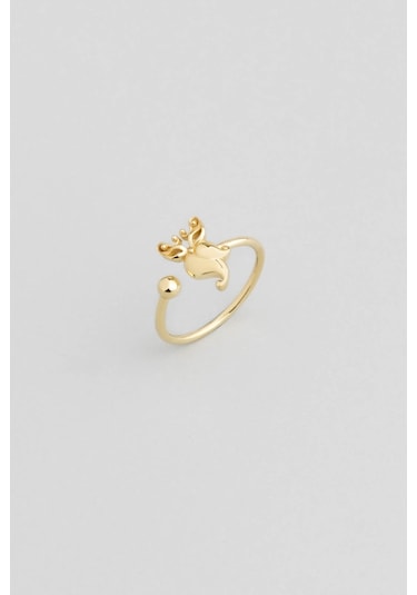 Mistik Rüya 18 Ayar Sarı Altın Kaplama Gümüş Uğurlu So Chic... Baykuş Yüzük Sarı