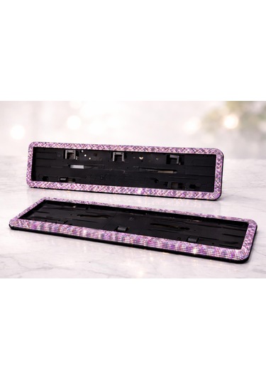 Diamond Leopar Serisi Pembe Mor Taşlı Plakalık 2li Seri