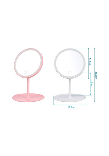 Vkemall Şarj Edilebilir Yuvarlak Makyaj Aynası L-ed Işık Ekran Anahtarı Çıkarılabilir Ta