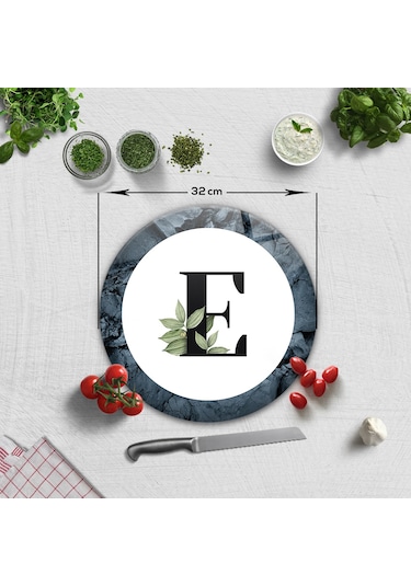 Decorita Cam Kesme Tahtası - Cam Kesme Tablası - Harfli Tasarım E Çap 32 CM