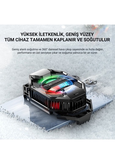 Polham Aı Destekli Turbo Fanlı Telefon Soğutucu -3 C Soğutma 7500 Rpm Hız Rgb Işıklı 3 Farklı Mod