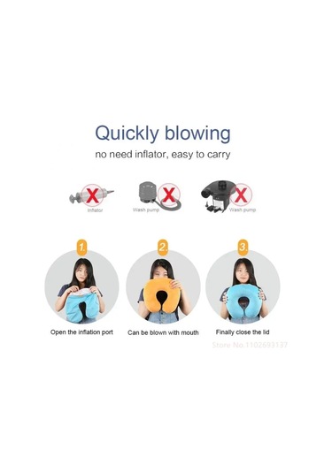 1 Adet U Şeklinde Seyahat Yastığı Taşınabilir Şişme Boyun Diğer