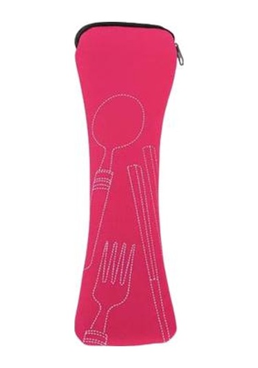 Gül Kırmızısı Çatal Bıçak Takımı Saklama Çantası Sofra Bezi Fermuar Depolama Tasarımı Taşınabilir Yıkanabilir Çanta Çatal İçin Kese