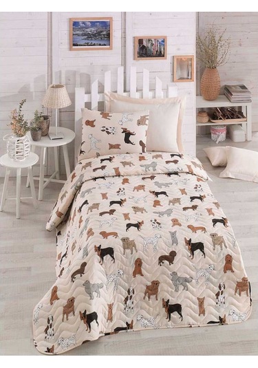 Eponj Home Kapitone Yatak Örtüsü Seti Tek Kişilik Havhav Krem