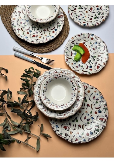 Tabak Evi Fulya Colorido Porselen Yemek Takımı 6 Kişilik 24 Parça