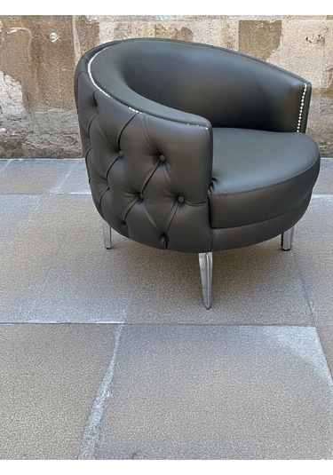 2 Adet Tekli Berjer, Deri Ofis Büro Koltuğu Imalattan Siyah