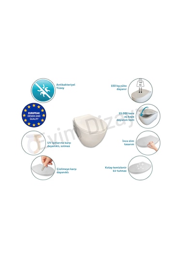 Aqua Bagno Largo - Yavaş Kapanan Klozet Kapağı - Duroplast