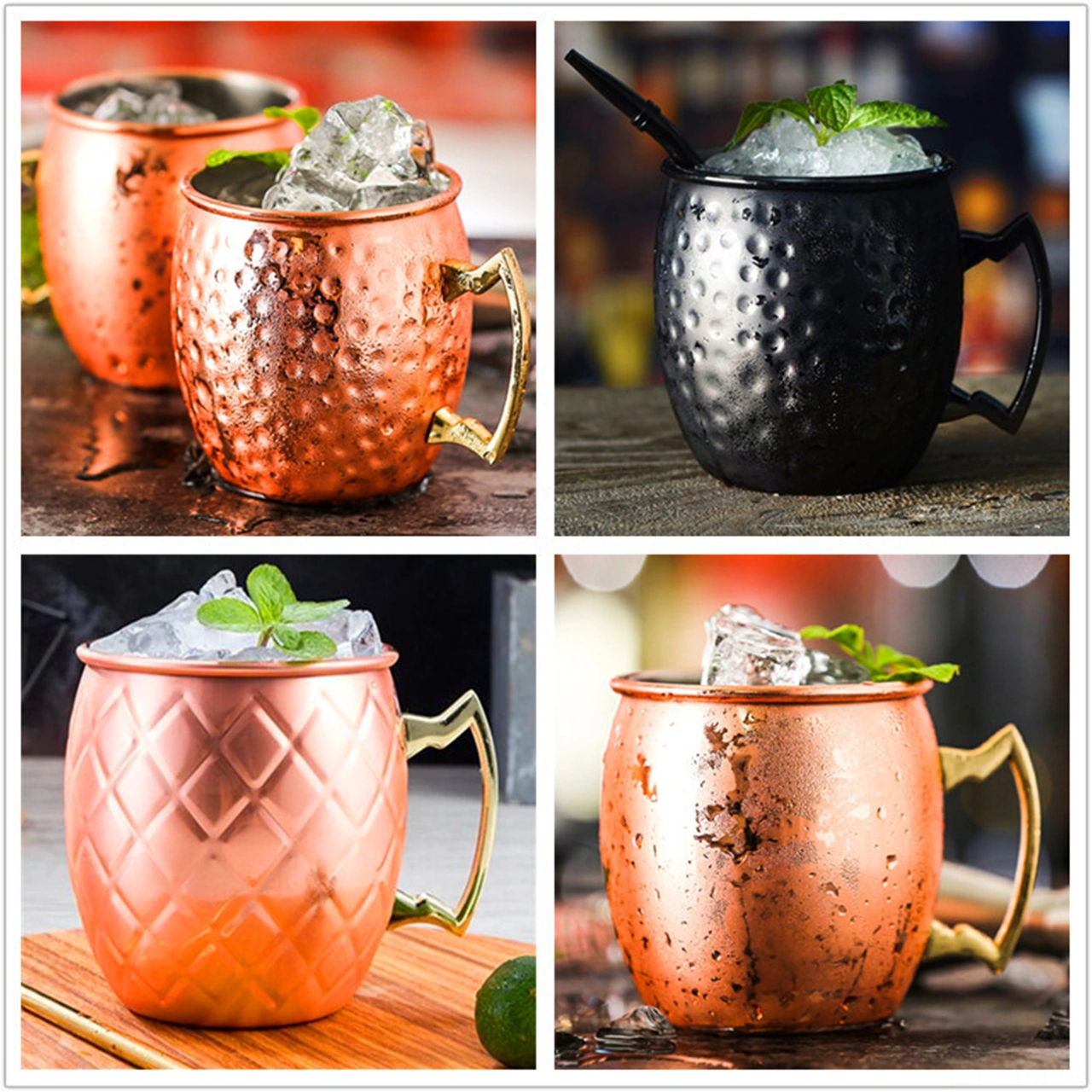 Geeksen Moscow Mule Kokteyl Bardağı - 304 Paslanmaz Çelik, Bakır Kaplama, Tokmak Dikdörtgen, 530ml, Ev-bar Restoran Kullanıma Uygun Diğer