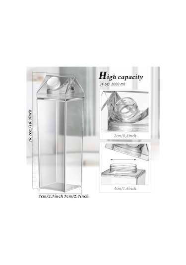 Ramerler 3 Pcs Kare Süt Şişesi - Taşınabilir, Yeniden Kullanılabilir Ve Sızdır Yalan Körilik 34 Oz Siyah