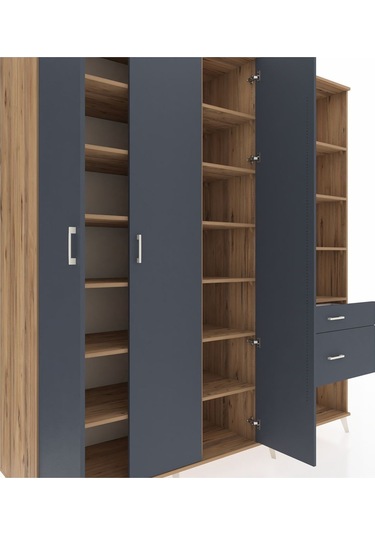 Kronos Dolap 16 Raflı 2 Çekmeceli 3 Kapaklı 220x59x243 Çam-antrasit/antrasit Antrasıt/antrasıt