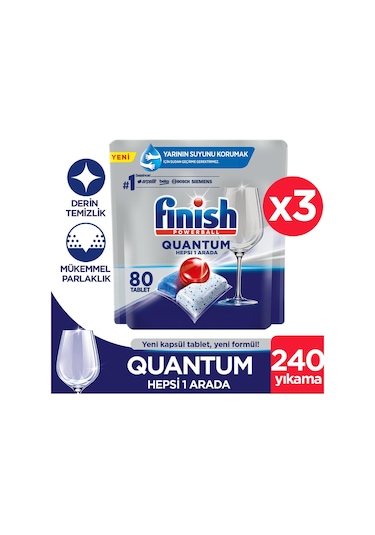 Finish Quantum Bulaşık Makinesi Deterjanı 3 x 80 Tablet