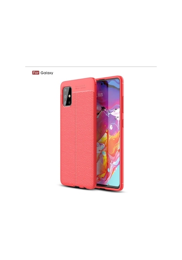 Samsung Uyumlu Galaxy A71 Kamera Korumali Deri Görünümlü Silikon Kilif 402642257