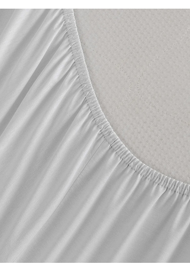 Gri Poplin Çift Kişilik Lastikli Çarşaf 100x200x30 Cm