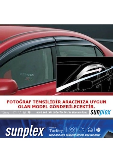 Skoda Octavia 2013 2014 2015 2016 2017 2018 2019 İle Uyumlu Sport Style Cam Rüzgarlığı 4lü Set Sunplex