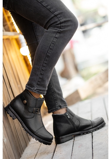 Garantili D1324 Soğuk Geçirmez Erkek Bot Siyah