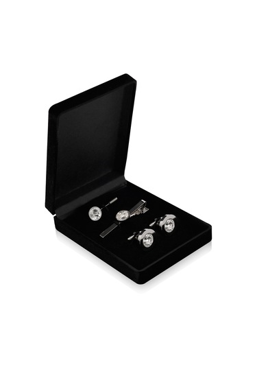 Zekupp Kol Düğmesi Kravat İğne Seti - Kristal Şehir