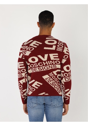 Moschino Moschıno Erkek Kazak / M.Lov.2019.6494 Vişne -Beyaz Bordo