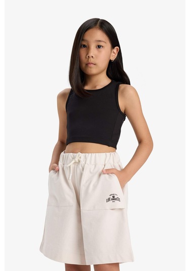 Defacto Kız Çocuk Beli Lastikli Basic Düz Şort B0847a825hser85 Ekru